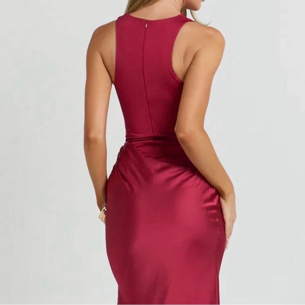 Showpo Burgundy Maxi Dress with Slit - Picture 3 of 5